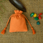 Personalized Logo Small Bags Handmade Jewelry Orange Pouches Custom Small Drawstring Pouch – CraftJaipur